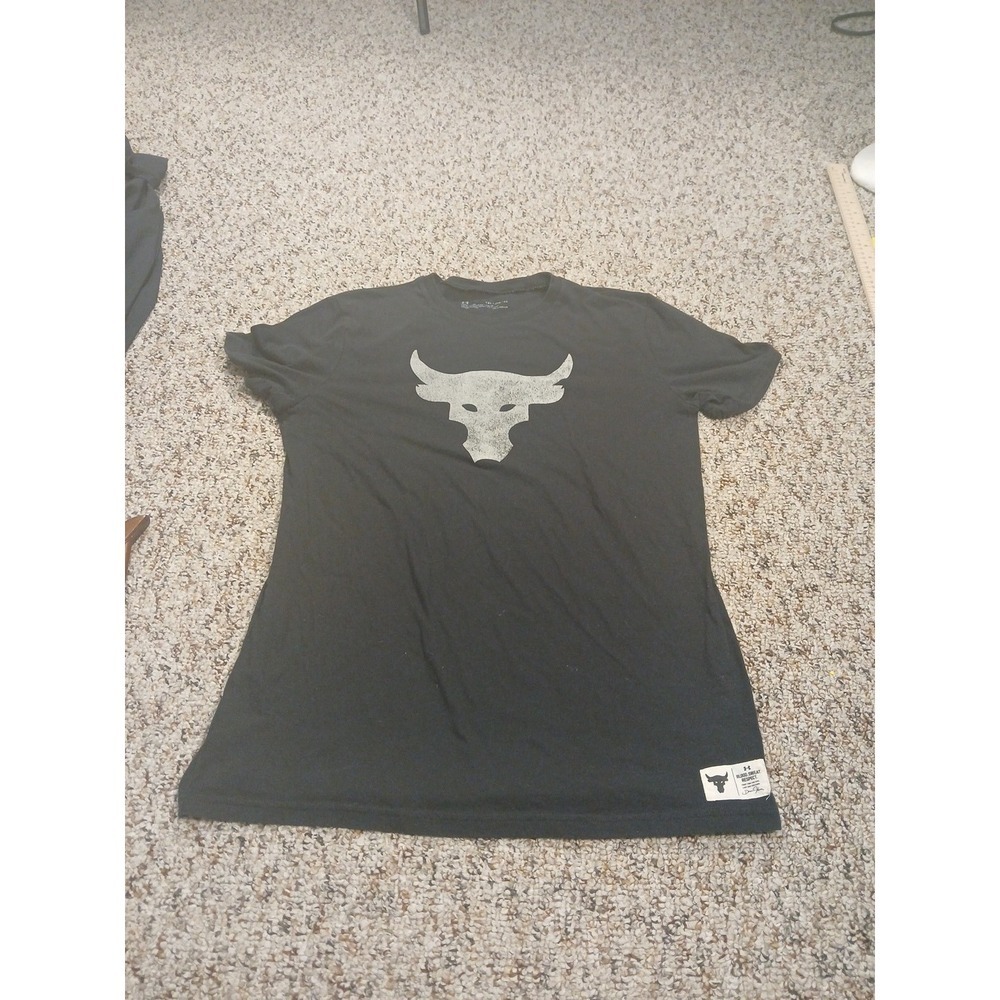 Under Armour Project Rock‎ Brahma Bull Logo Graphic T-Shirt Black Sz YXL